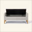 Banc de chambre rembourré avec tissu bouclé et pieds en bois massif