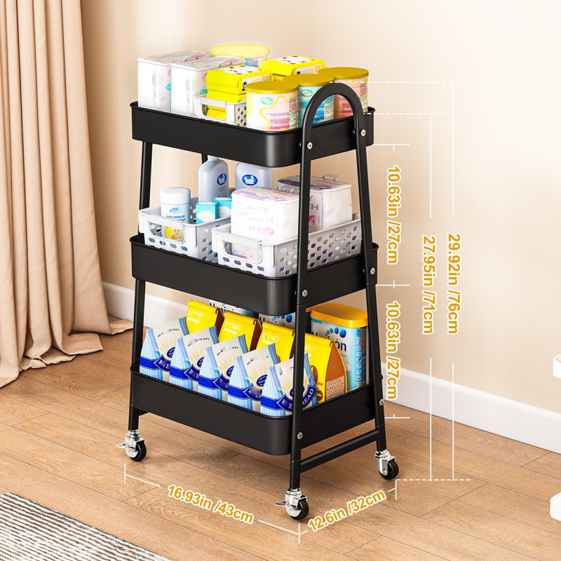 76cm H x 43cm W Utility Cart, Black