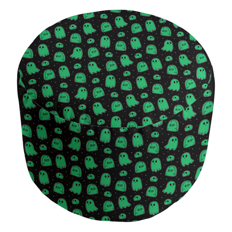Avicia Upholstered Pouf, Emerald/Black
