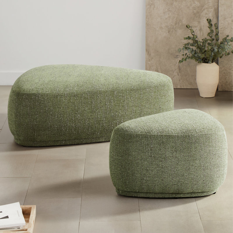 Adna Triangular Upholstered Cocktail Ottoman, Mellow Forest Boucle