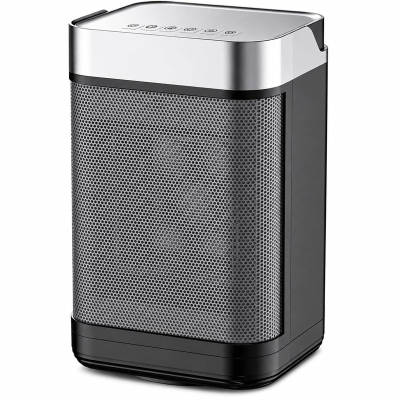 Chauffage d'appoint en céramique – Chauffage PTC 1500 W avec deux niveaux de puissance, protection contre la surchauffe et interrupteur anti-basculement, conception compacte et portable pour chambre, bureau et petits espaces