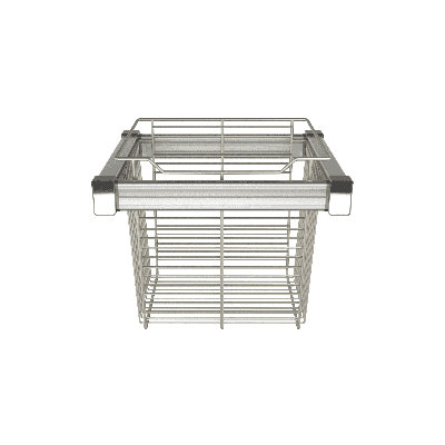 Satin Metal Premium 16.5" Full-Extension Slide-out Wire Basket for Cabinets with Aluminum Frame - Tall 16.3" Height
