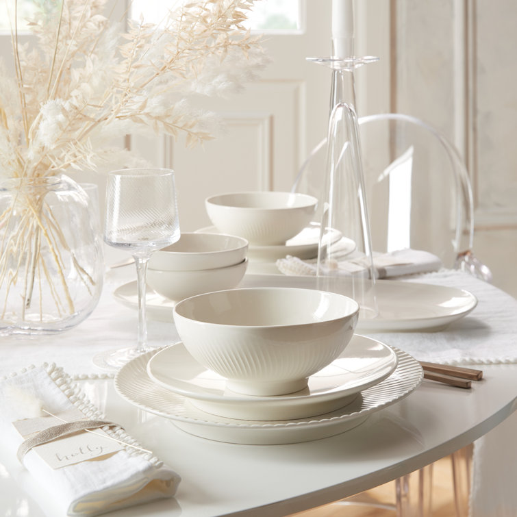 Shop 12 Piece Dinner Malvern Embossed Dinner Set Ripple 12 Piece