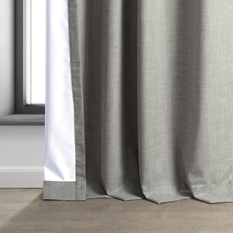 Performance Linen Hotel Blackout Indoor Single Cur Blackout Curtain Single Panel, 50" W x 108" L, Light Gray