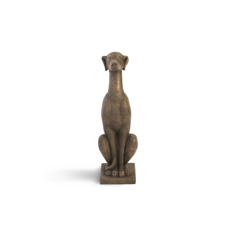 Bronze Finish Contemporary Metal Dog Statue, 36" Tall