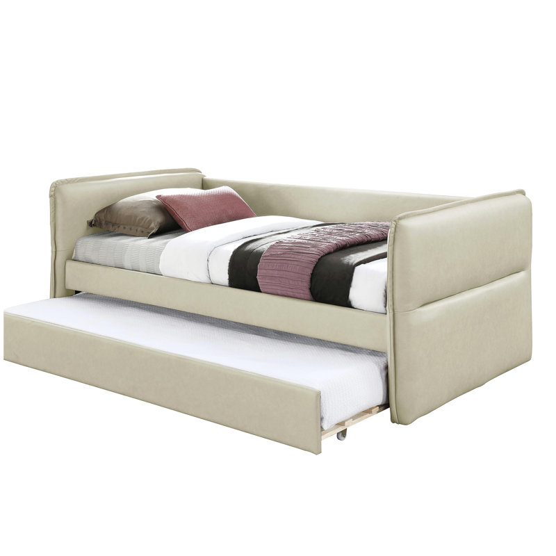 Daybed With a Trundle in Tan, Tan