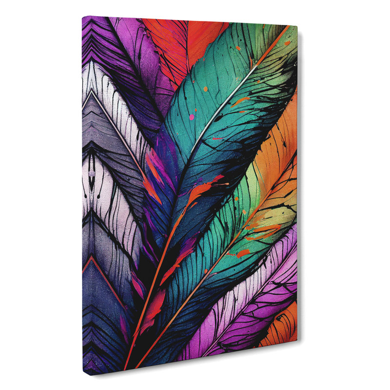 Paint Drip Feathers No.5 - Wrapped Canvas, 50cm H x 35cm W x 3cm D