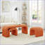 Ensemble de 3 repose-pieds en U modernes pour vestibule, chambre à coucher, salon | Sherpa en bois massif | Teddy orange-753048260