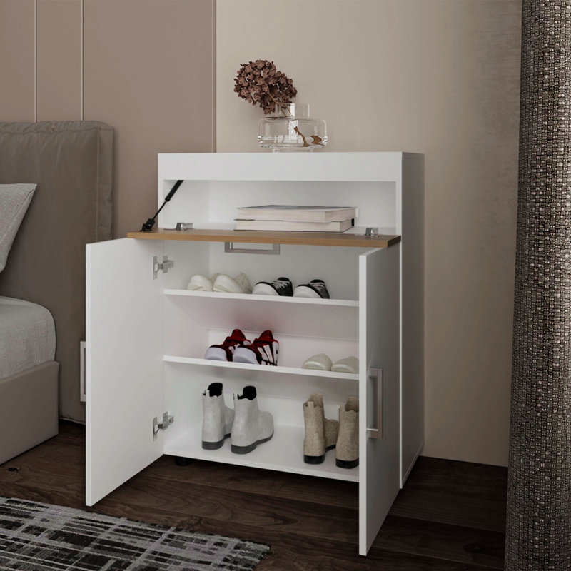 Range-chaussures, salon, blanc / macadamia