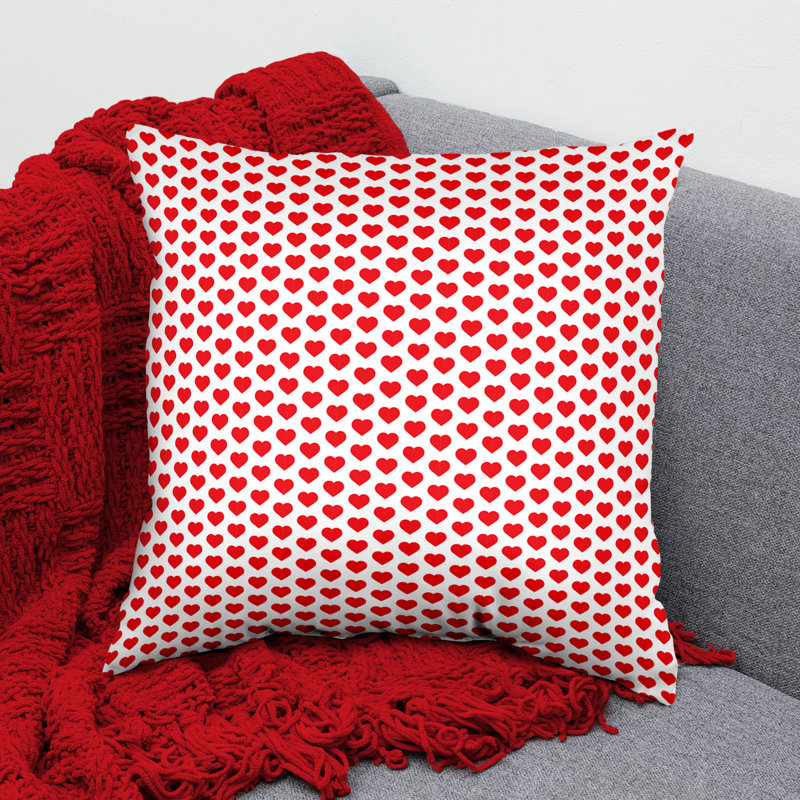Coussin double face à motif de cœur