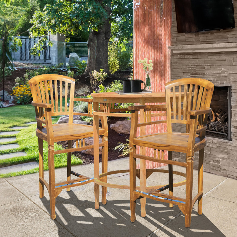 Bauman Outdoor Teak Bar Stool