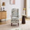 Chaise d'appoint moderne avec pieds en bois rétro, fauteuil rembourré confortable, canapé simple à motif floral pour le bureau de la chambre à coucher - Oiseau bleu floral