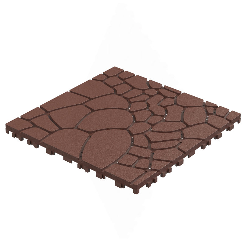 Carreaux de terrasse en pierre de 12 po, Rouge / Brun
