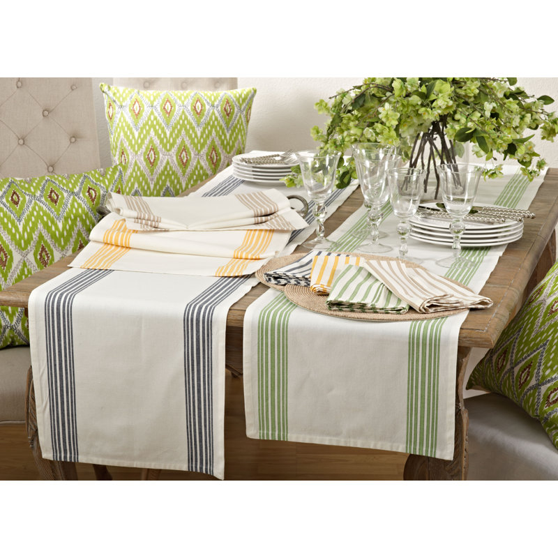 Enora Cotton Striped Square Napkin, Natural