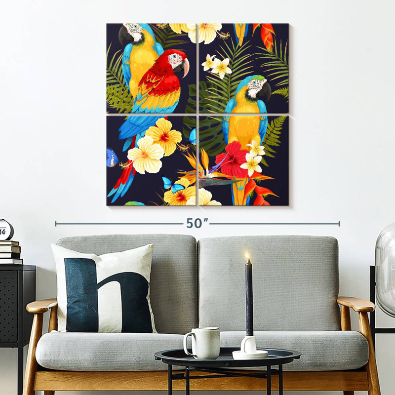Brampt Macaw Trio, 32" H x 32" W