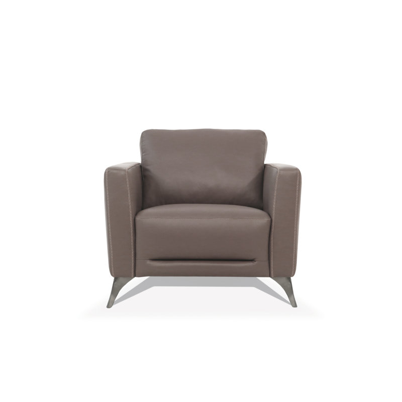 Chaise en cuir taupe de Malaga (assemblée), Cuir taupe
