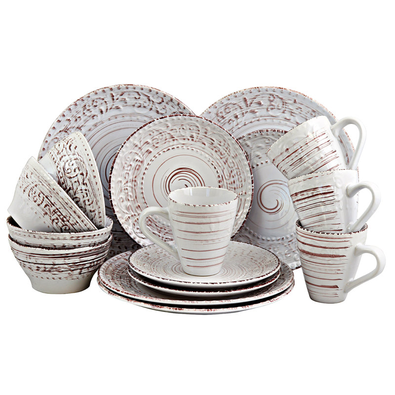 Dilley Stoneware Dinnerware Set 16 Piece - Service for 4, Cream