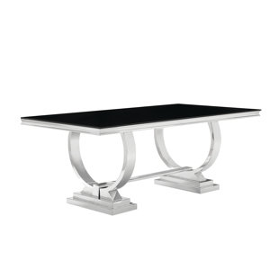 Westhampton Unfinished Glass Top Metal Base Dining Table