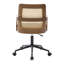 Fauteuil de bureau respirant à dossier en canne avec structure en noyer de style Mid-Century et base pivotante réglable-1065842793