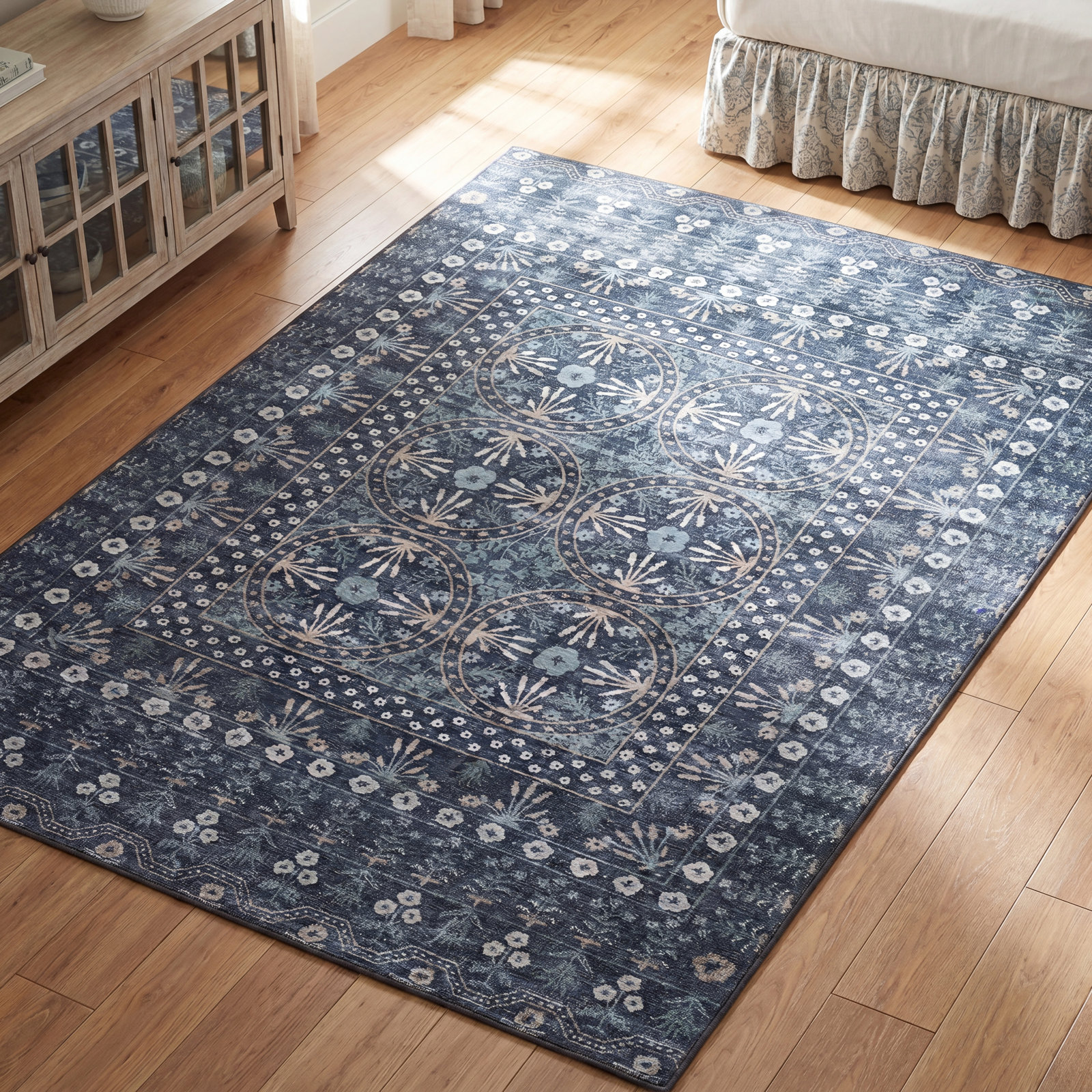 Rifle Paper Co. x Loloi Maison Rosette Blue Rug, Rectangle 7'6" x 9'6"