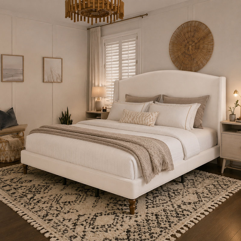 Mobilier de chambre à coucher rembourré moderne, Très grand lit