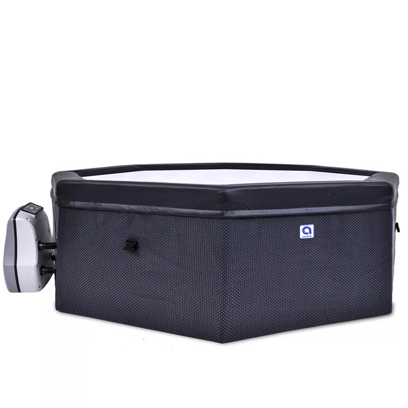 Black Rattan 6-Person Foam Wall Hot Tub Spa