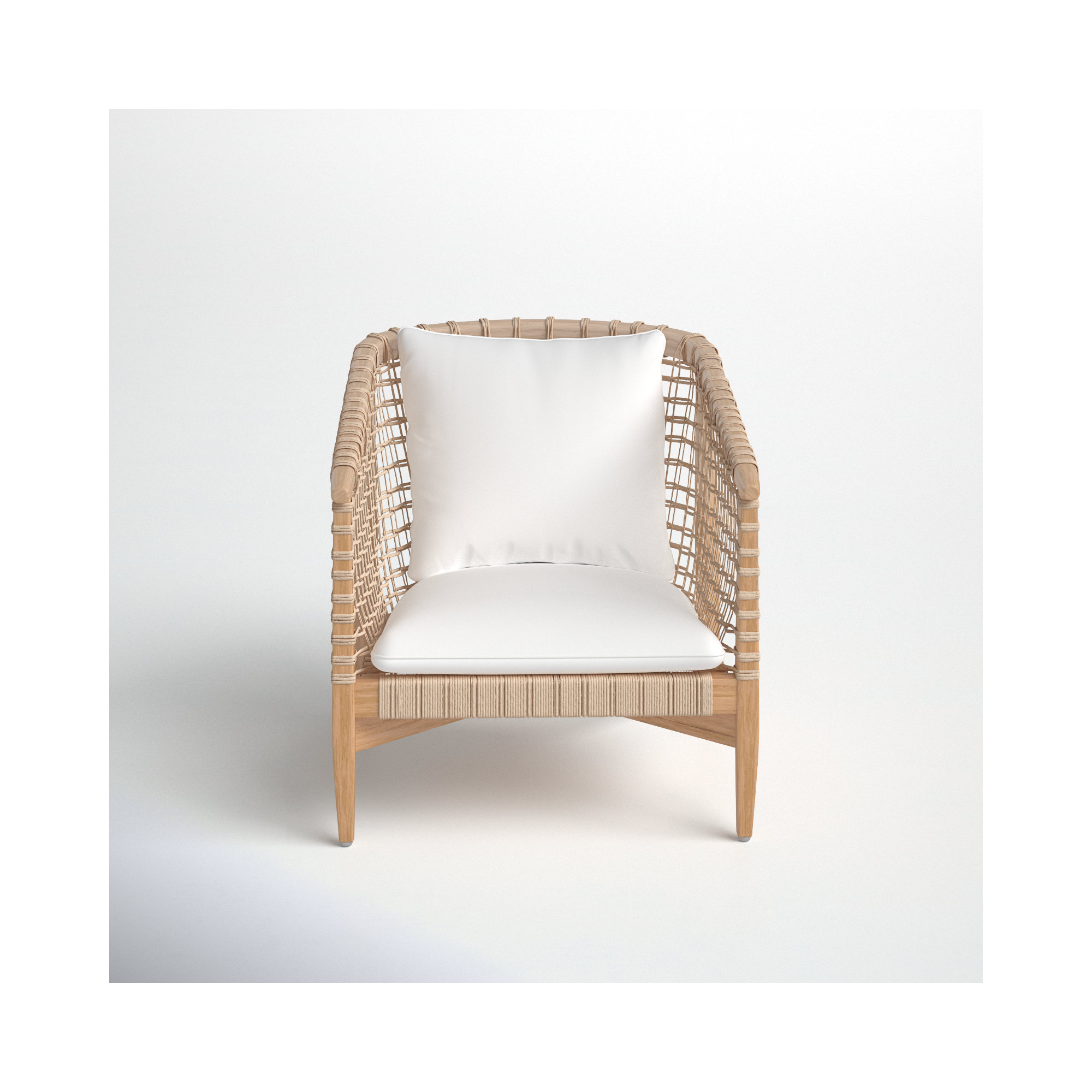 Izel Teak Outdoor Lounge Chair, White, Natural