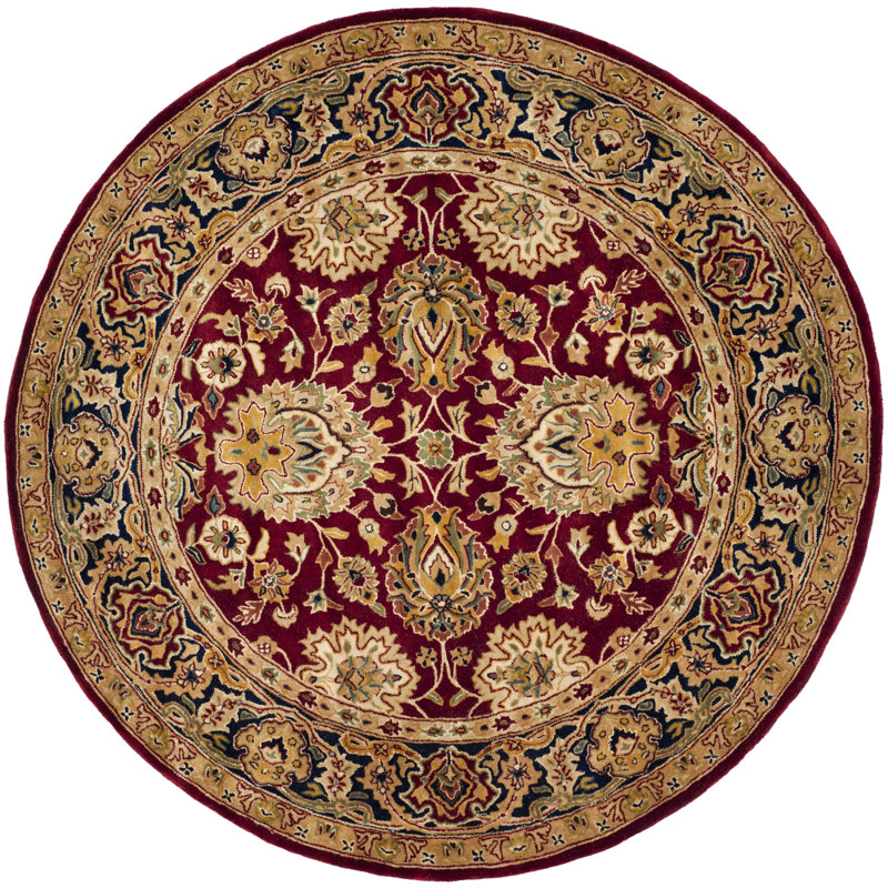 Evie Hand-Tufted Wool Rust/Black Area Rug, Round 6'