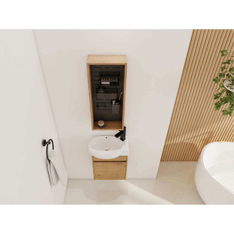Armoire de rangement murale 12 po sans porte, armoire de rangement avec 4 accessoires de bricolage - bacs et crochets en plastique givré, contreplaqué (MC239EIMO)