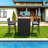 Arnisa 4 - Person Acacia Wicker Patio Dining Set with Rectangular Table , Cushions Included