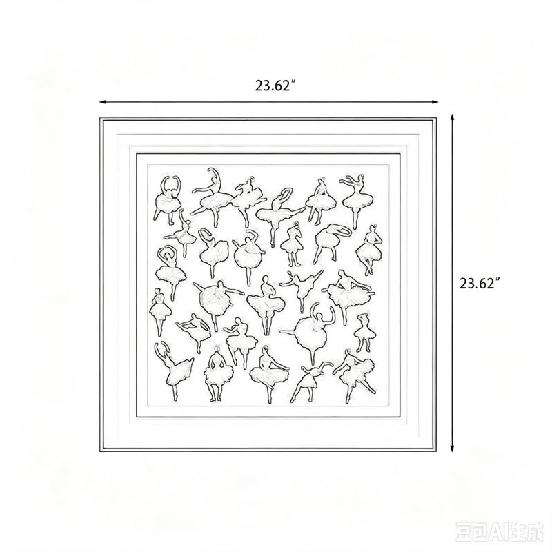 Art mural Mid-Century, H 23,62 po x L 23,62 po x l 1,97 po