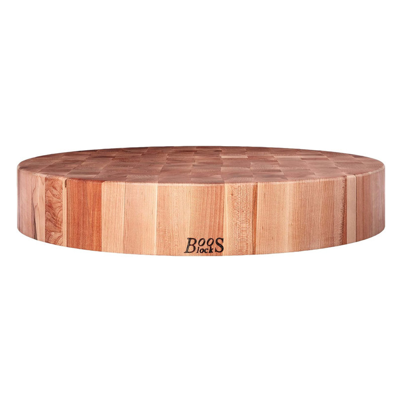 Large Round Maple End Grain Wood Chopping Board, 18 x 3 inches