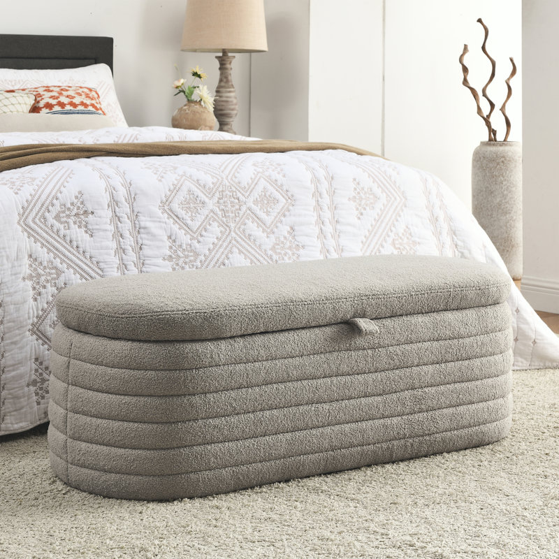 Repose-pieds rembourré avec rangement 45,5 "Marciniak, Gris