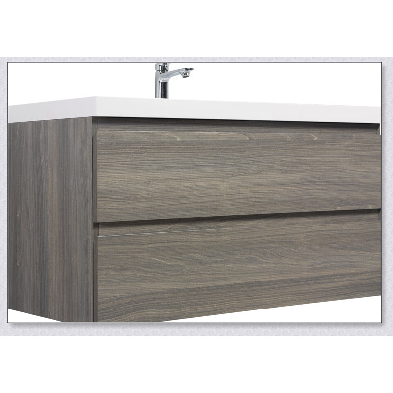 Meuble-lavabo mural 42 po avec lavabo et meuble-lavabo mural moderne, Gris