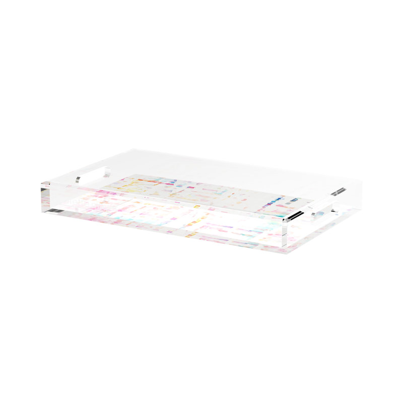 Coco Cream Acrylic Rectangle Decorative Tray, 12.5"W x 7.75"D x 2”H