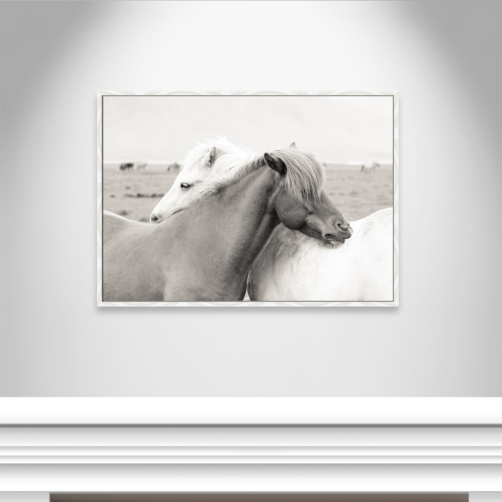 Melanie "Icelandic Meadow Horses" Print, 29.5" H x 41.5" W x 0.75" D, White Wood Grain Framed