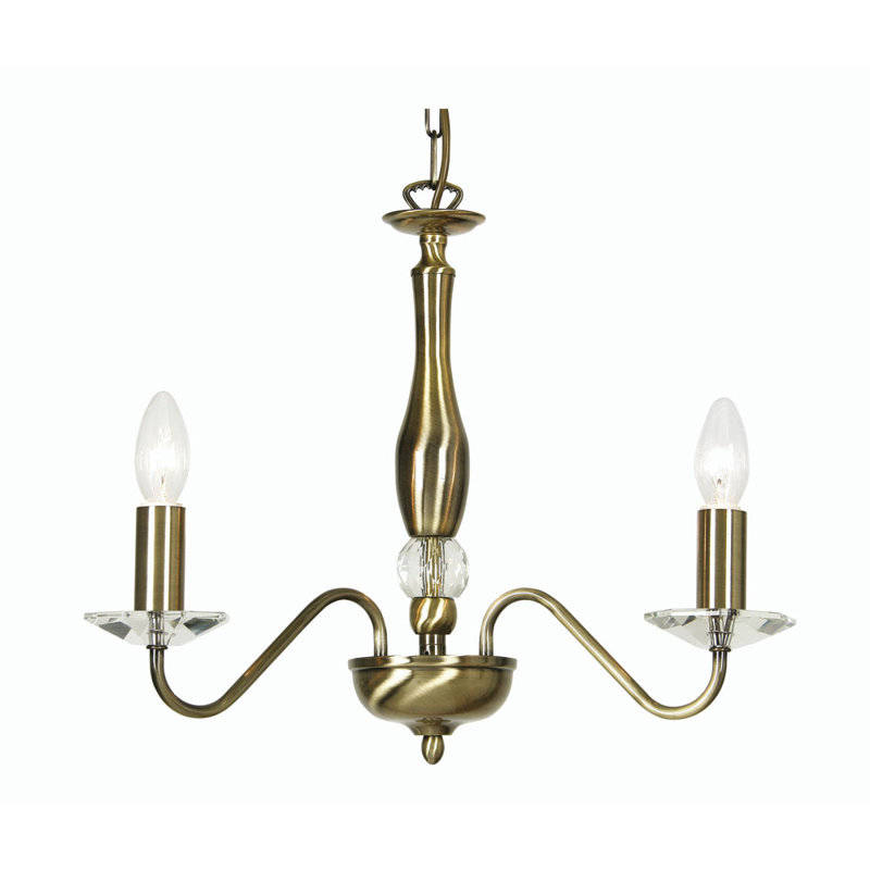 Francine 3 - Light Candle Style Chandelier, Antique Brass
