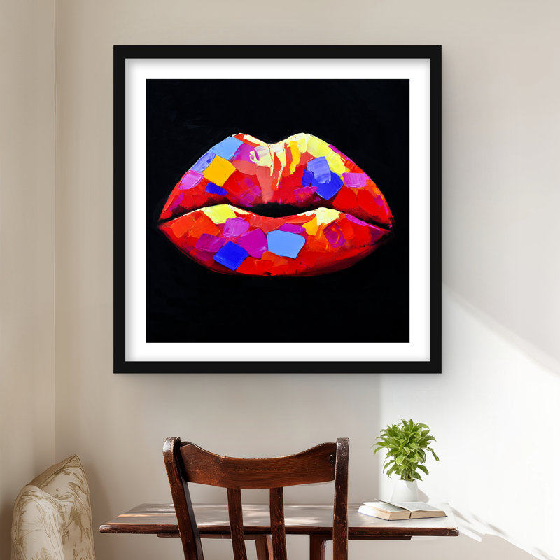 Coloré rouge à lèvres - Imprimé mat contemporain encadré femme