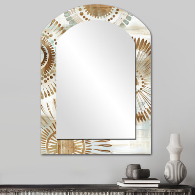 Beige And Gold Bohemian Mandala Simplicity Boho I - Beige Arch Wall Mirror Decor
