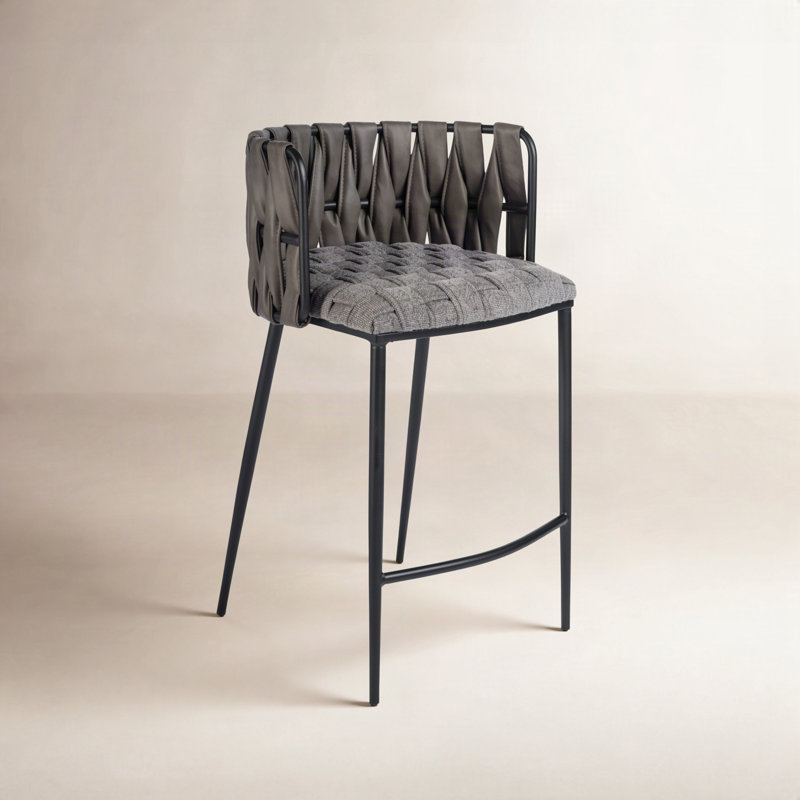 Tabouret de comptoir 27 po Tyrone, Noir, Gris foncé
