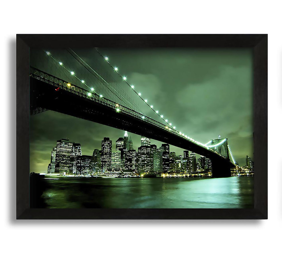 Gerahmtes Leinwandbild Brooklyn-Brücke New York Green Cast