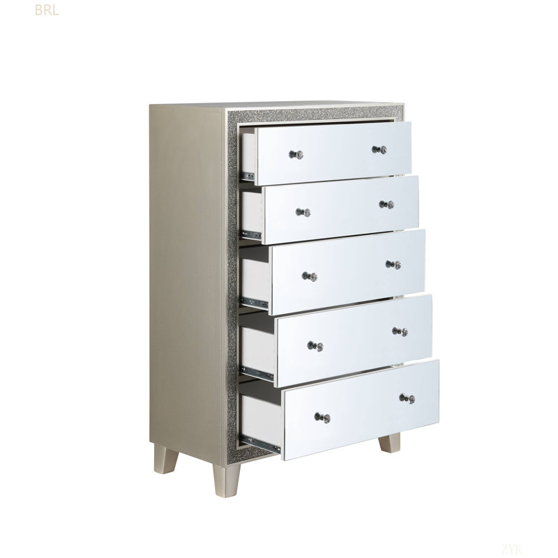 Commode à finition miroir et champagne Sliverfluff