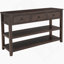 Console rétro avec deux tablettes ouvertes, structure en bois de pin massif et pieds pour le salon (espresso)-1796593079