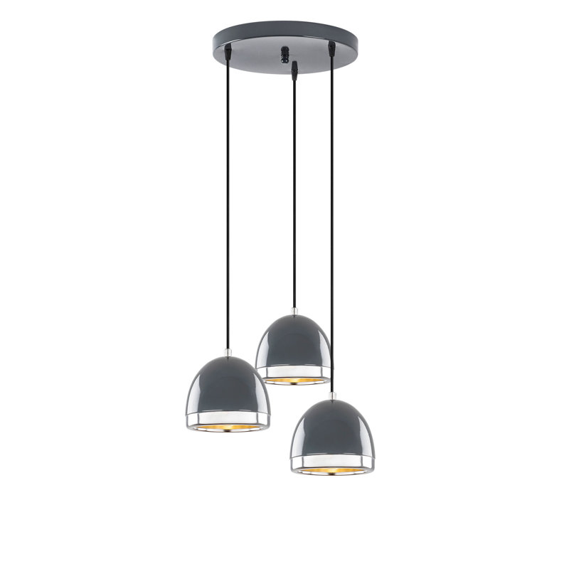 Luminaire suspendu en forme de dôme à 3 lumières, Anthracite