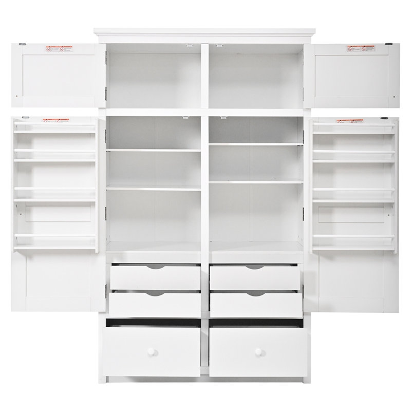 Grande armoire de rangement avec 8 tablettes de porte, 4 plateaux coulissants, 6 tiroirs pour la salle à manger