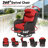 Adcox 2-Person Outdoor Rattan Patio Furniture Set with Swivel Chairs,Headrest Pillows,Ottomans,Tables & Red Cushions-1314699898