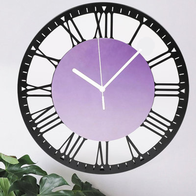 10" Round Iron Wall Clock with Silent Quartz Movement, Roman Numerals, UV-Printed Design