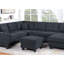 Canapé modulaire 5 pièces de style contemporain, couleur noir ardoise, accoudoir gauche, méridienne droite pour la conception d'espace de vie, finition, primaire