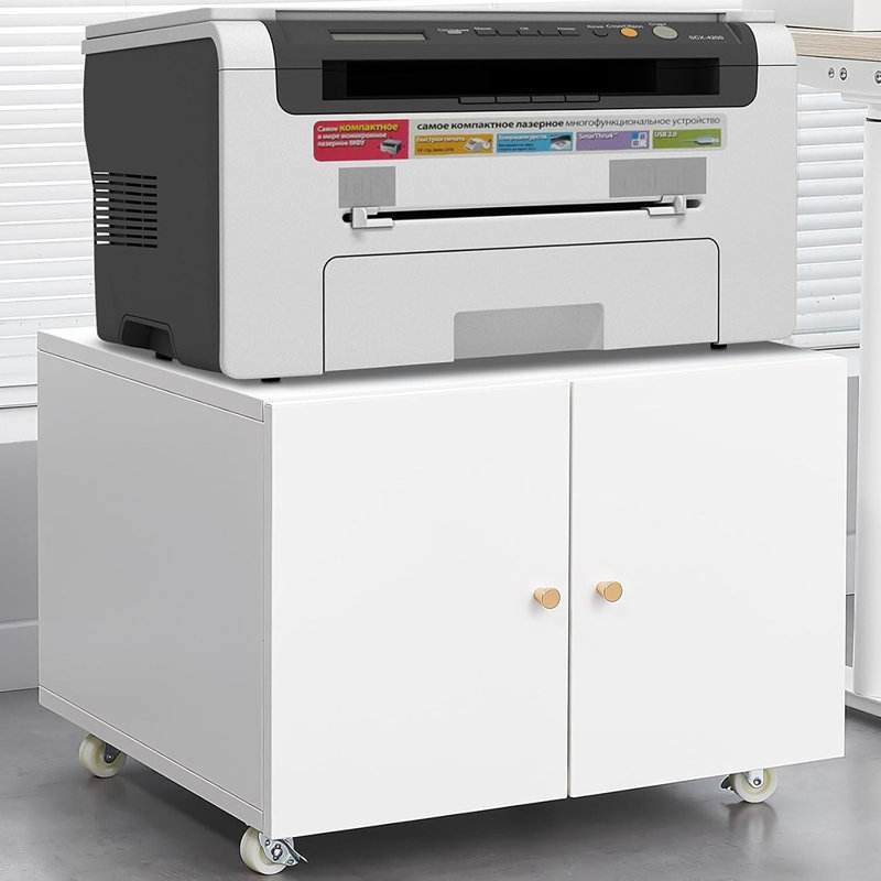 Armoire de rangement en acier blanc autoportante - tablettes réglables et roulettes verrouillables pour le bureau, le garage et les utilitaires