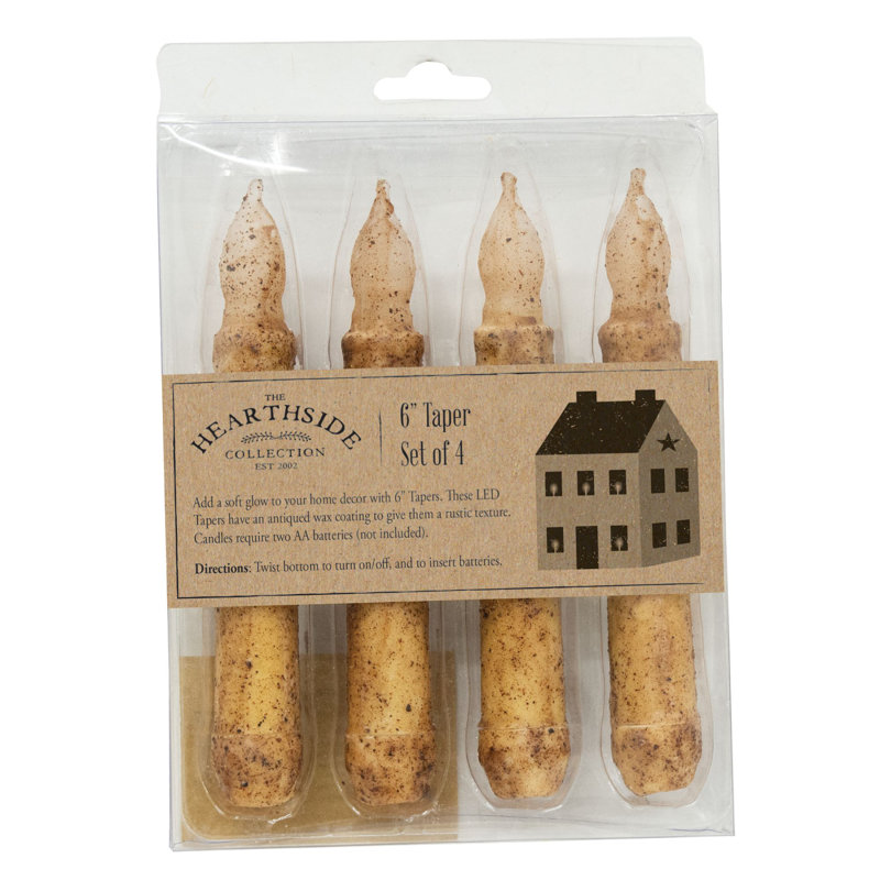 Unscented Flameless Taper Candle, Ivory